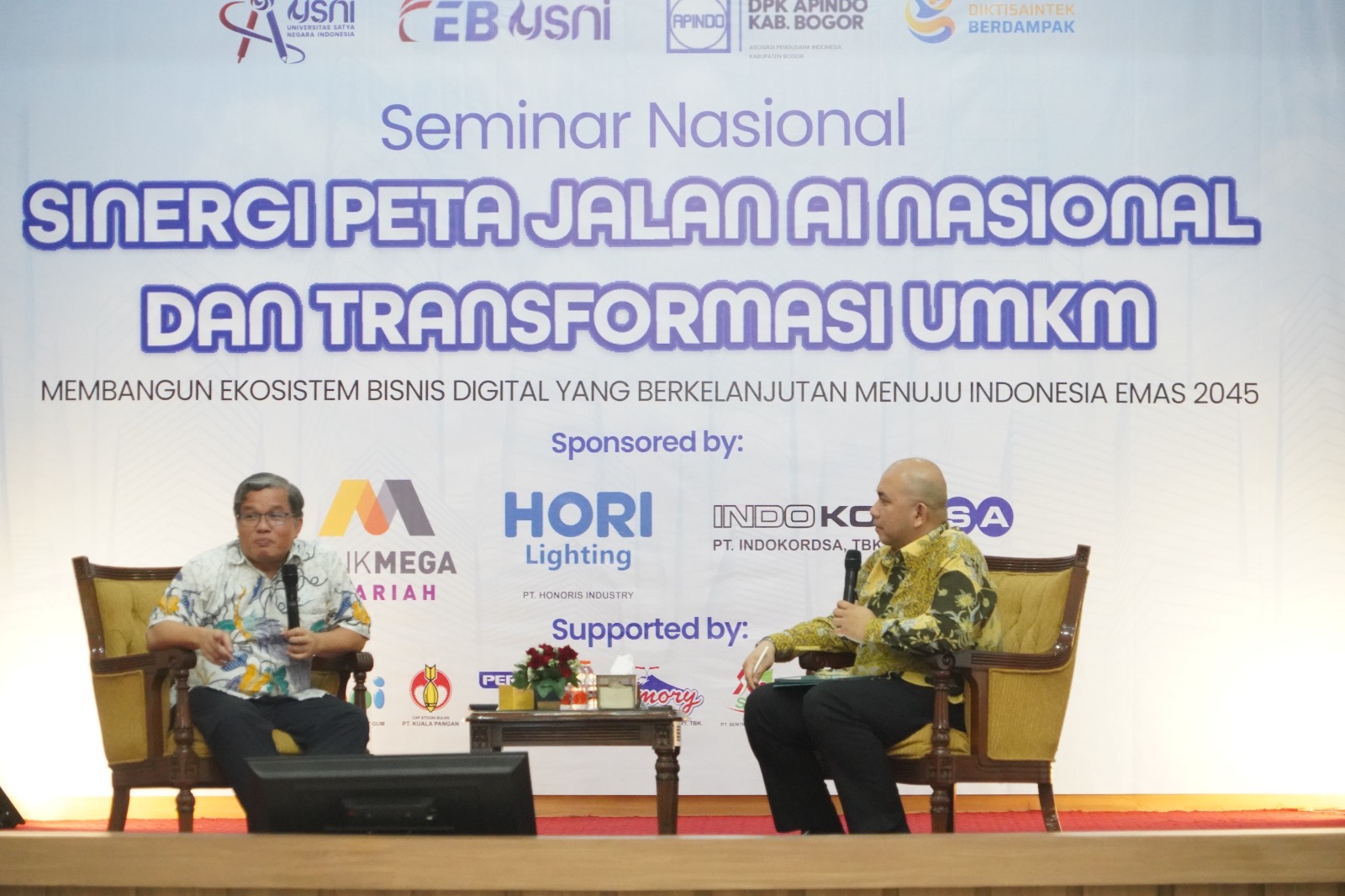 Acara Seminar Nasional DPK APINDO Kabupaten Bogor Kolaborasi dengan Universitas Satya Negara Indonesia (USNI) Kampus A, USNI Pondok Indah Jakarta Selatan